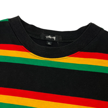 Load image into Gallery viewer, Late 80’s Stussy rasta striped pocket t-shirt - XL