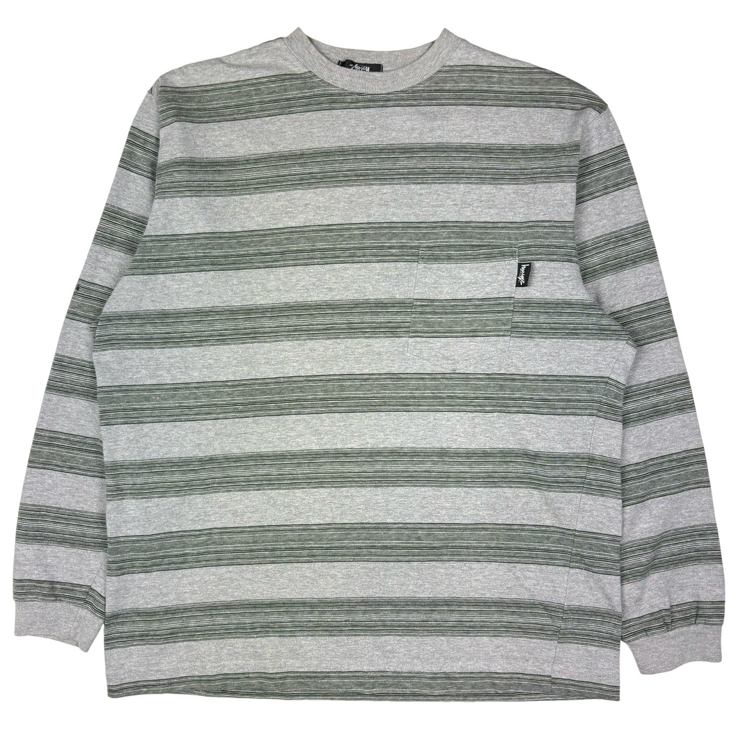 Late 80’s Stussy striped long sleeve Tom Tom t-shirt - L