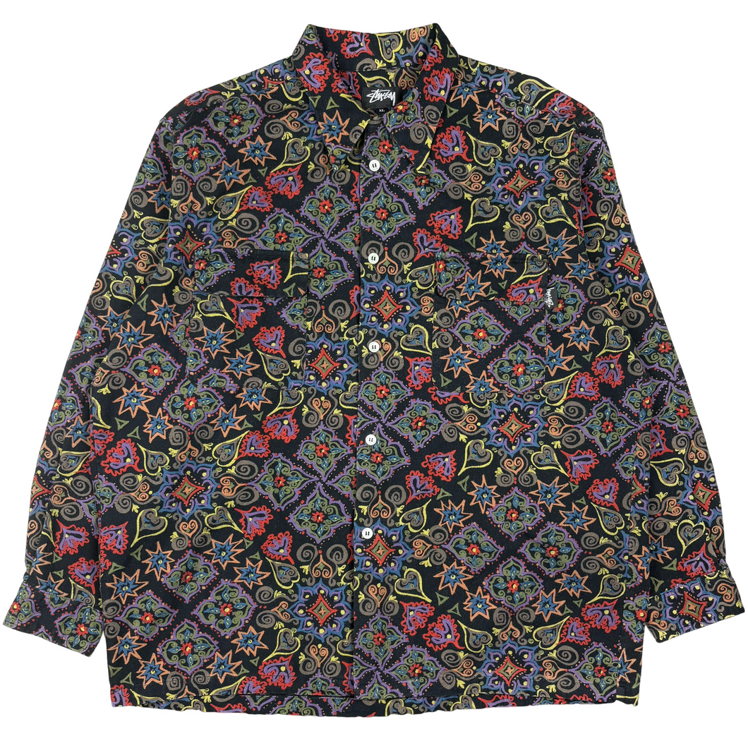Late 80’s Stussy pattern long sleeve shirt - XL